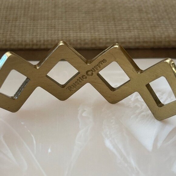 Rustic Cuff Gold-Tone Open Diamond Shaped Cuff Bracelet - Picture 5 of 9